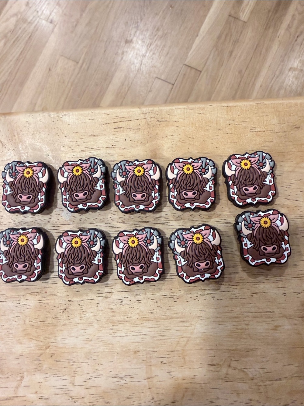 Highland Cow Focal Silicone beads.  Brown & Pink Set with sunflower bow.